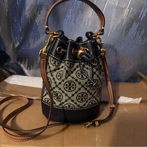 Tory Burch monogram jacquard mini bucket bag